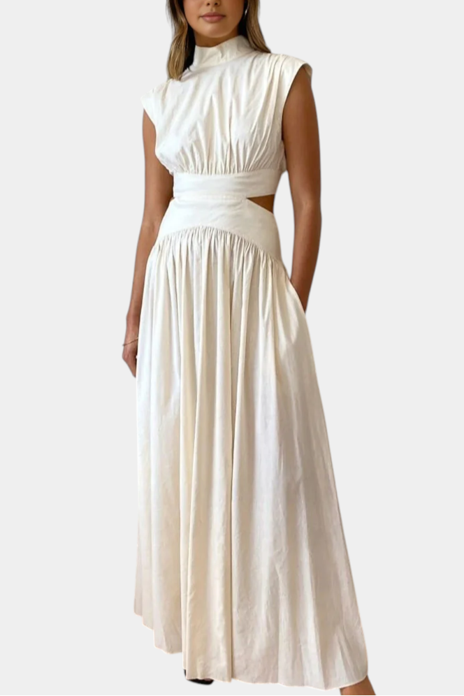 High-Neck Top & Side-Slit Skirt Set