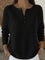 Women's Henley Button-Up Knit Sweater in Black