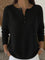 Women's Henley Button Knit Sweater in Black
