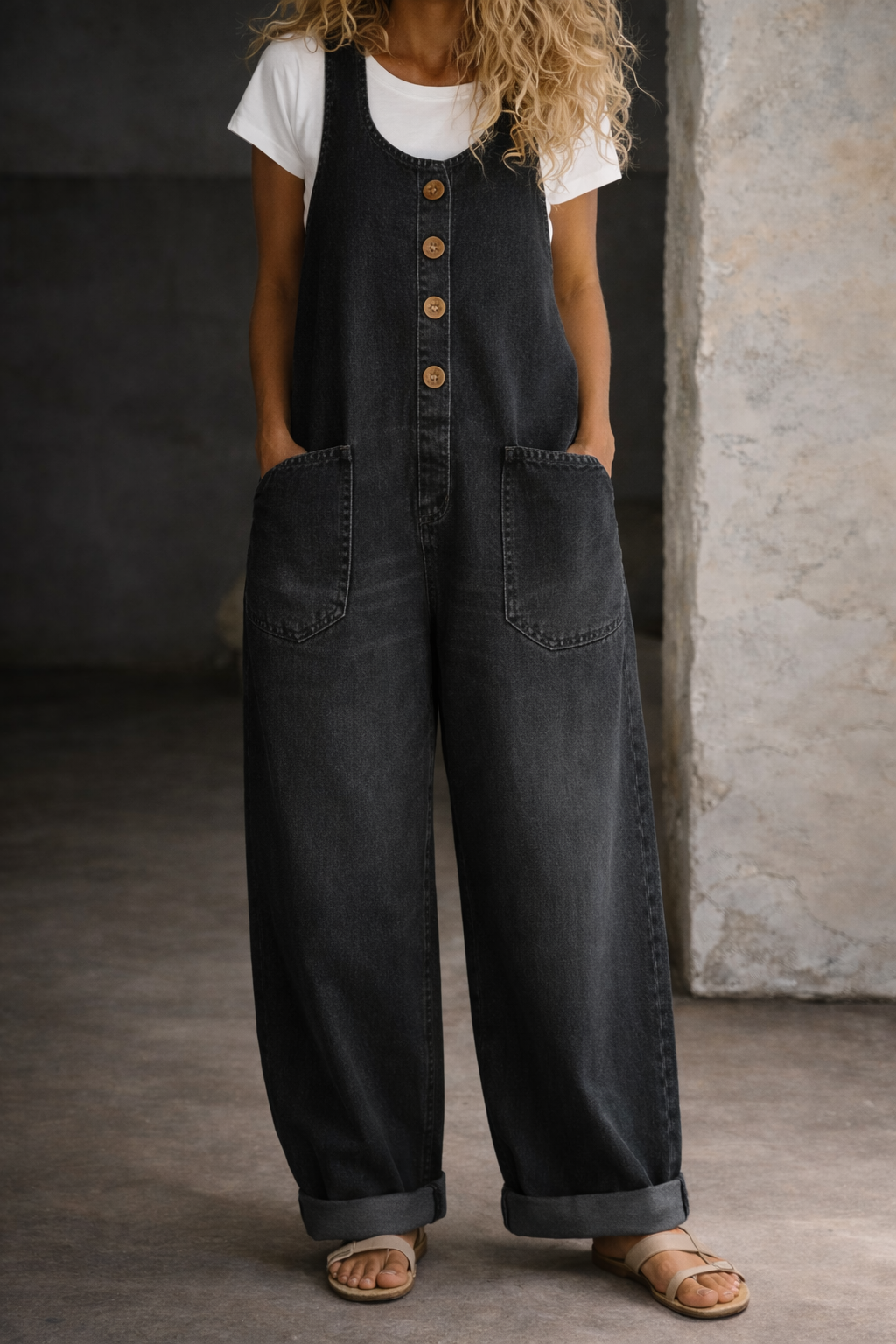 Elise Vintage-Wash Cotton Overalls, photo 3