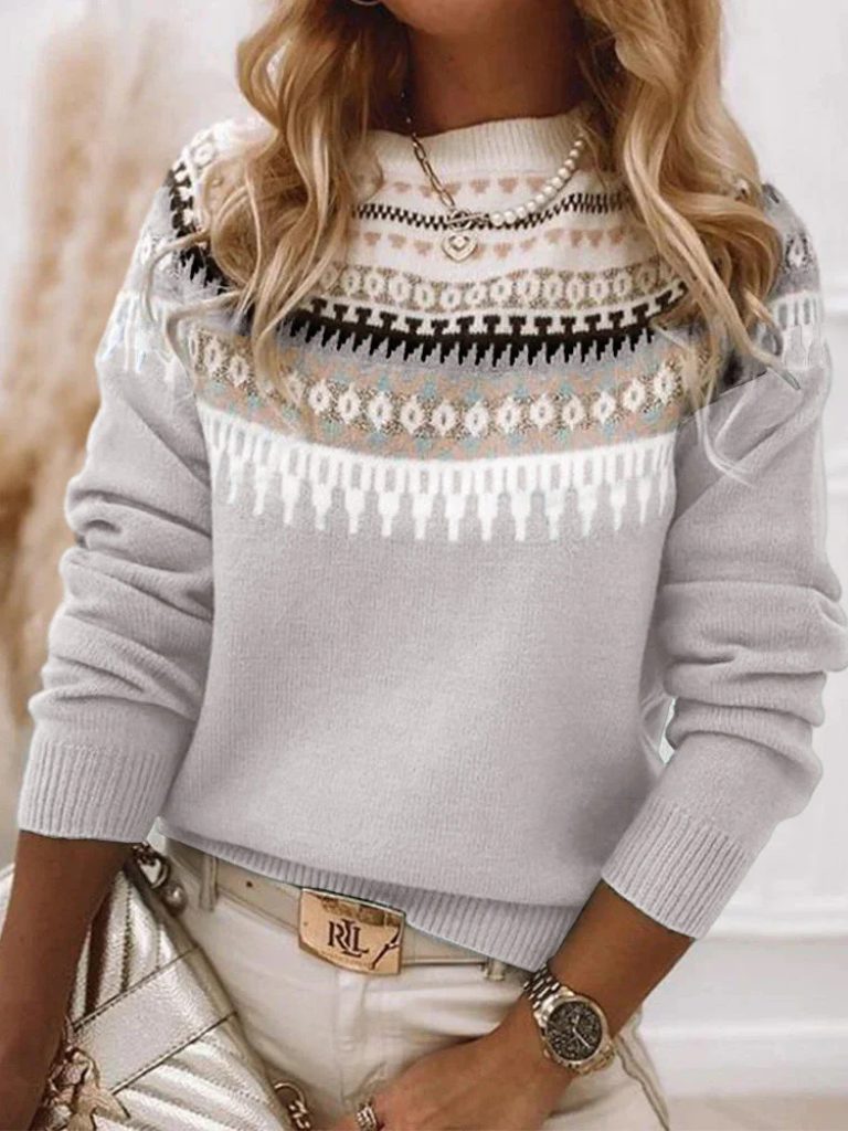 Women's Knit Sweater in Light Gray