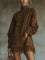Women's High-Collar Fringed Suede-Look Dress in Brown