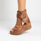 Women's Open-Toe Wedge Ankle Boots in Brown