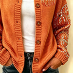 Women's Pumpkin Print Button Cardigan, photo 3