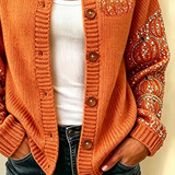 Women's Pumpkin Print Button Cardigan, photo 3