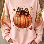 Women's Glitter Bow Pumpkin Sweatshirt in Pink