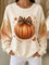 Women's Glitter Bow Pumpkin Sweatshirt in Apricot