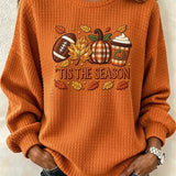 Women's 'Tis the Season Waffle Sweatshirt in Orange