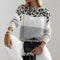 Women's Leopard-Accent Knit Sweater in Gray