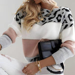 Women's Leopard-Accent Knit Sweater in Pink, photo 2