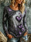 Women's Heart Floral Lace Top in Grey Purple