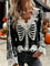 Women's Skeleton Floral Lace Blouse in Black