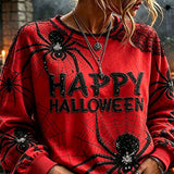 Women's Red Happy Halloween Sweatshirt