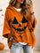 Women's Pumpkin Face 3/4-Sleeve Hoodie in Orange