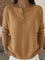 Women's Henley Button-Up Knit Sweater in Camel