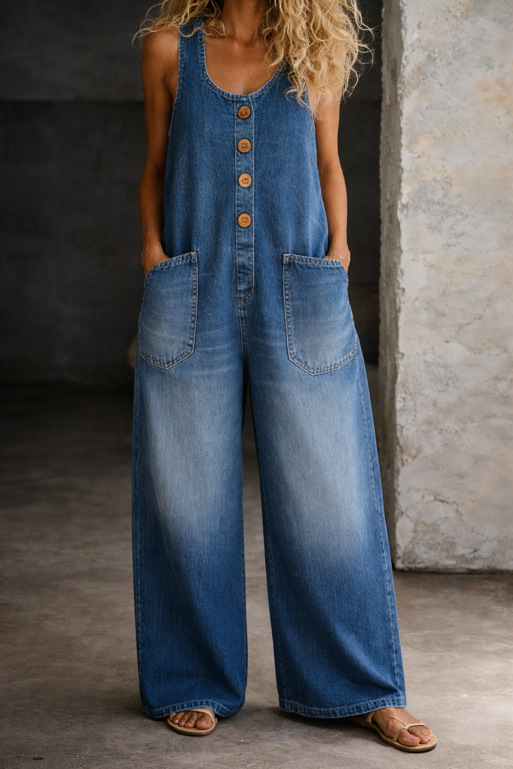 Bridget Vintage-Wash Cotton Overalls, photo 3