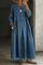 Women's Peter Pan Collar Denim Dress in Blue