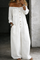 Women's Long-Sleeve Off-Shoulder Jumpsuit in White