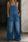 Women's Elastic-Waist Denim Overalls in Blue