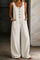 Women's Vintage-Wash Cotton Denim Overalls in White