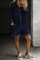 Women's Casual Denim Romper in Navy Blue