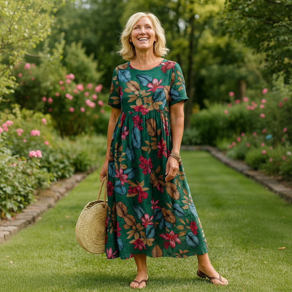 Women's Breezy Floral Maxi Dress in Green
