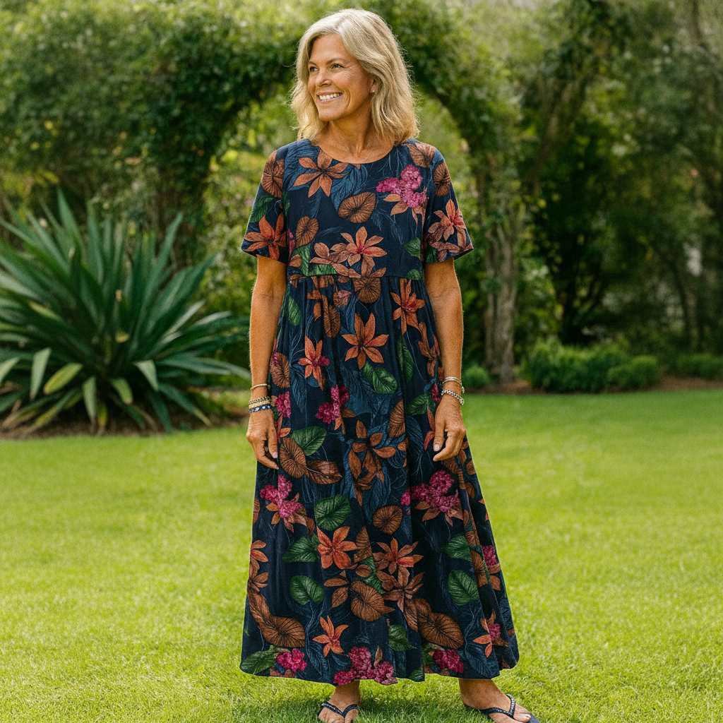 Women's Breezy Floral Maxi Dress in Blue
