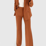Women's Elegant Two-Piece Suit Set in Brown
