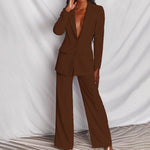 Women's Elegant Blazer and Pants in Dark Brown