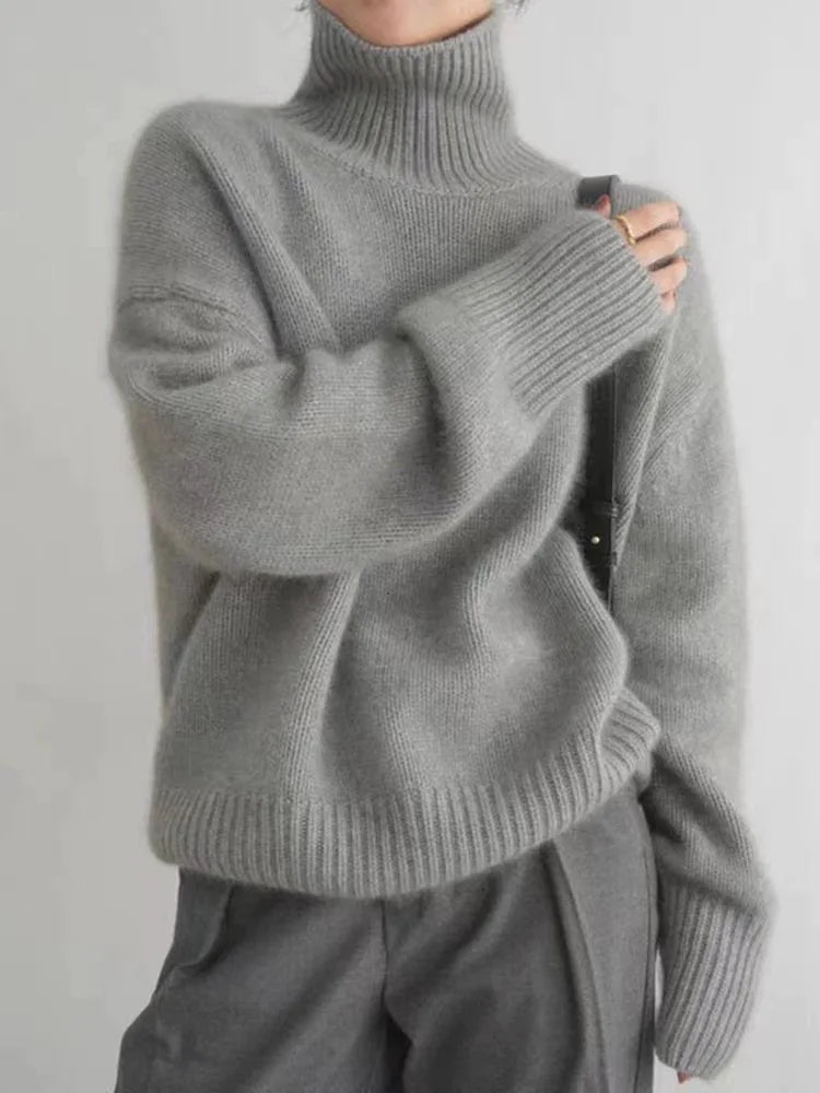 Women's Cashmere Turtleneck in Gray