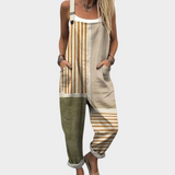 Amelia Comfortable printed jumpsuit in Beige / Green