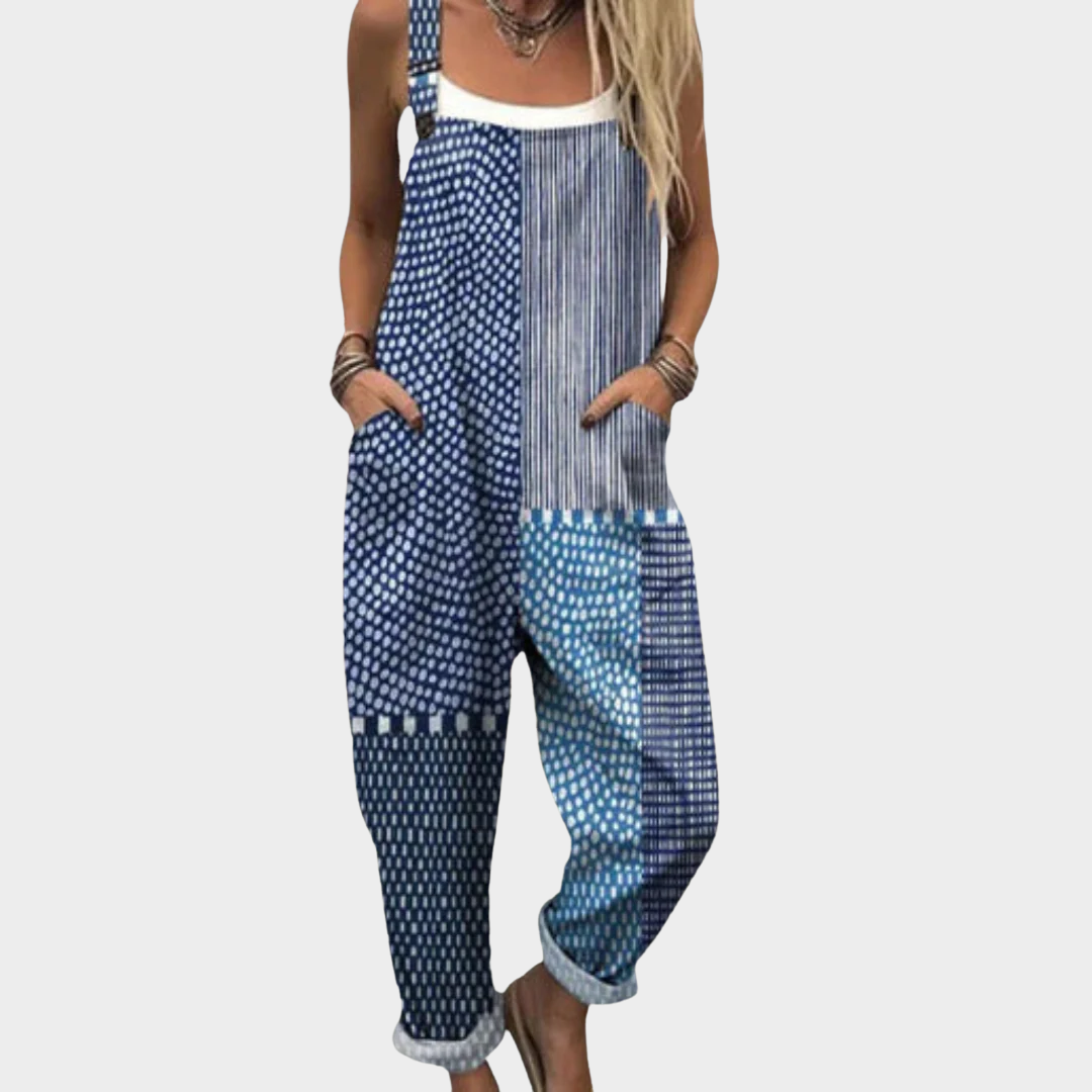 Isabella Comfortable printed jumpsuit in Blue