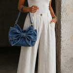 Women's Bow Denim Bag in Light Blue