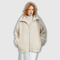 Oversized Teddy Jacket with Stand Collar in Ivory