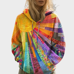 Women's Colorful Patchwork Sun-Print Hoodie