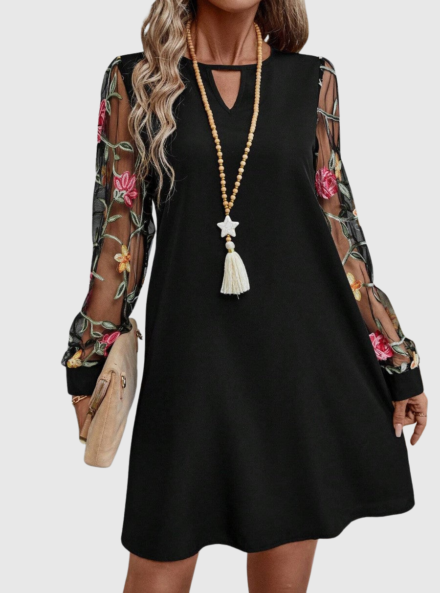 Women's Elegant V-Neck Floral Mini Dress
