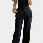 Strapless Set with Wide-Leg Pants in Black