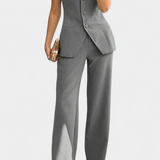 Strapless Set with Wide-Leg Pants in Gray