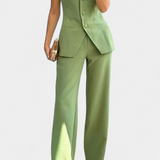 Strapless Set with Wide-Leg Pants in Green