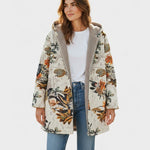 Women's Boho Floral Hooded Sherpa Jacket, photo 2