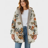 Women's Boho Floral Hooded Sherpa Jacket, photo 2