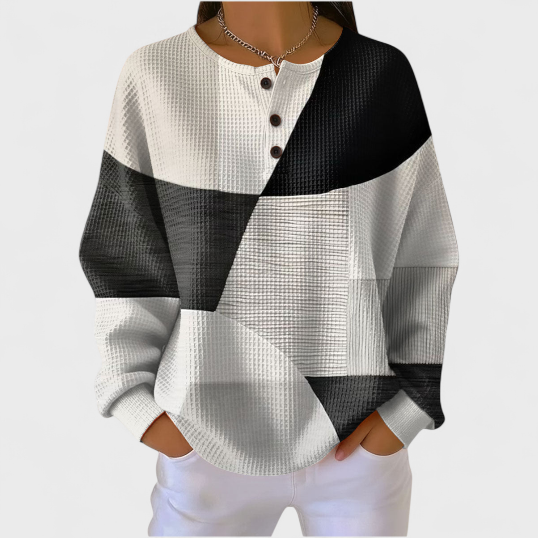 Women's Black and White Color-Block Sweater