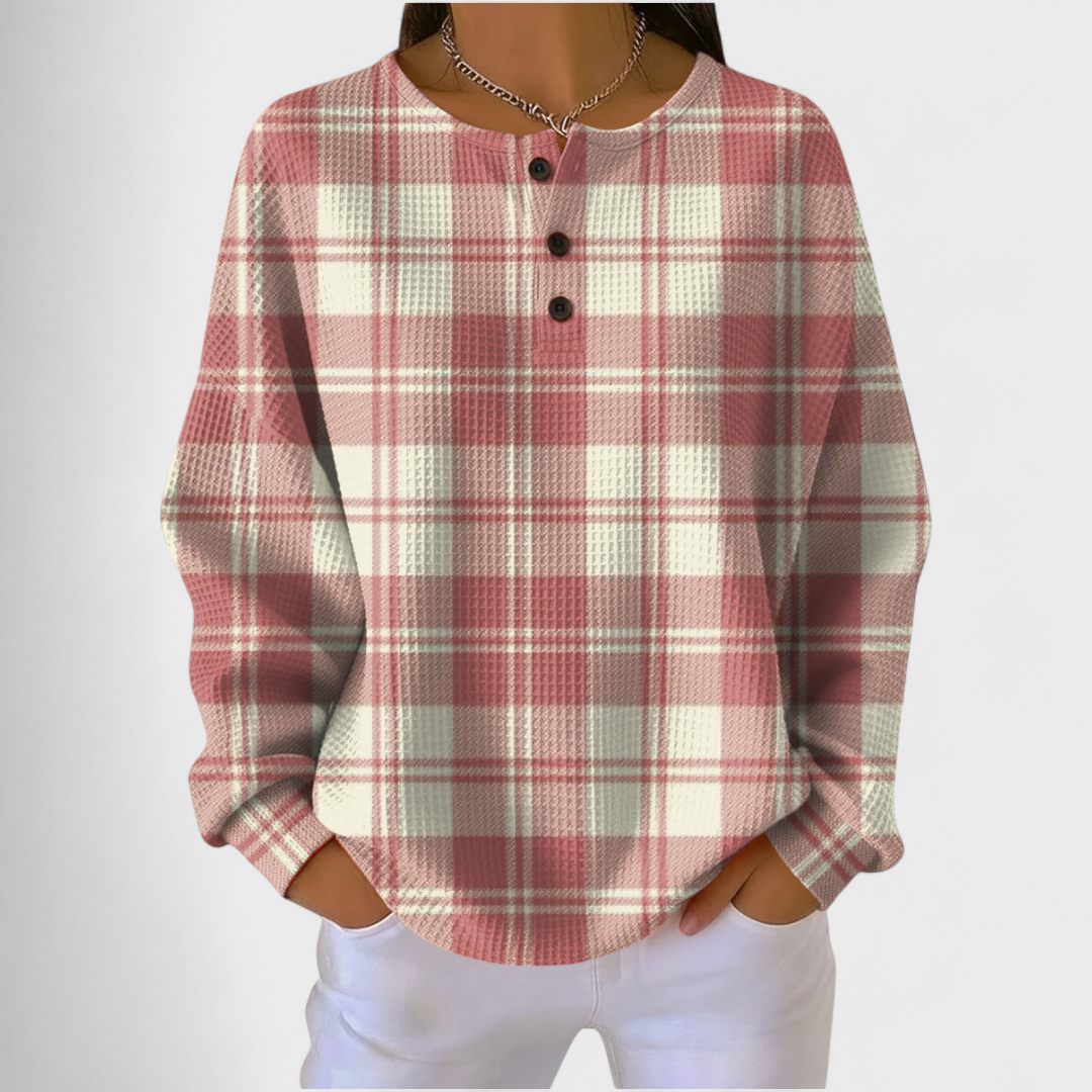 Women's Pink Plaid Sweater