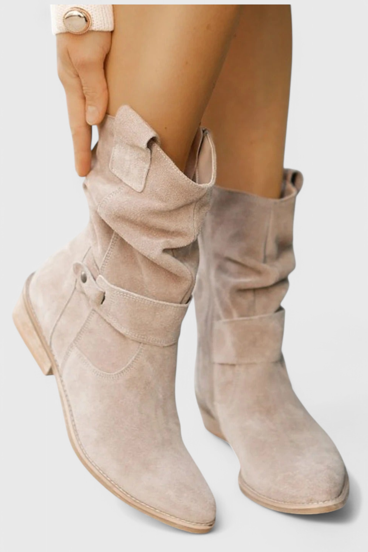 Women's Classic Soft-Finish Ankle Boots in Beige