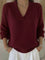 Linda Relaxed V-Neck Sweater in Red
