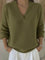 Vivelle Relaxed V-Neck Sweater in Green