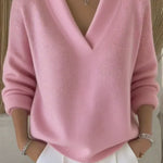 Linda Relaxed V-Neck Sweater in Pink