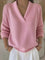 Vivelle Relaxed V-Neck Sweater in Pink