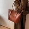 Christina Refined Leather Shoulder Bag in Brown