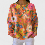 Women's Orange Floral Sweater
